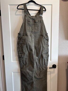 Women’s DuluthFlex Fire Hose Bib Overalls Olive Green XXL x 33